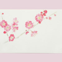 和紙の絵葉書-梅の花