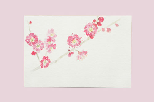 和紙の絵葉書-梅の花