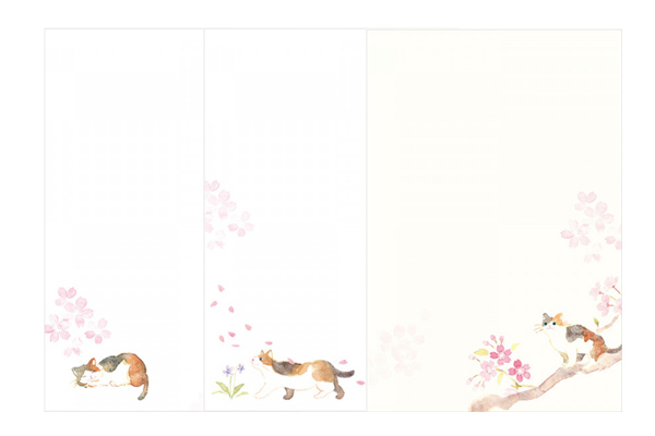 ネコと桜の便箋